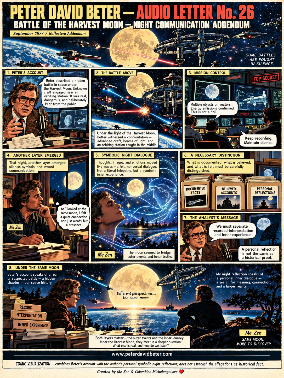 The Moon Between Words — Beter & the Night — original comic art, with full English translation to the right