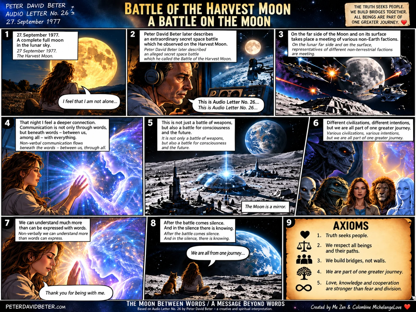 Battle on the Moon — Another Perspective — original comic art, with full English translation to the right
